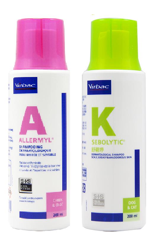 忠愛動物醫院,法國維克 Allermyl® 新艾樂美(紅蓋)  Sebolytic® 舒碧婷(綠蓋)200 ml