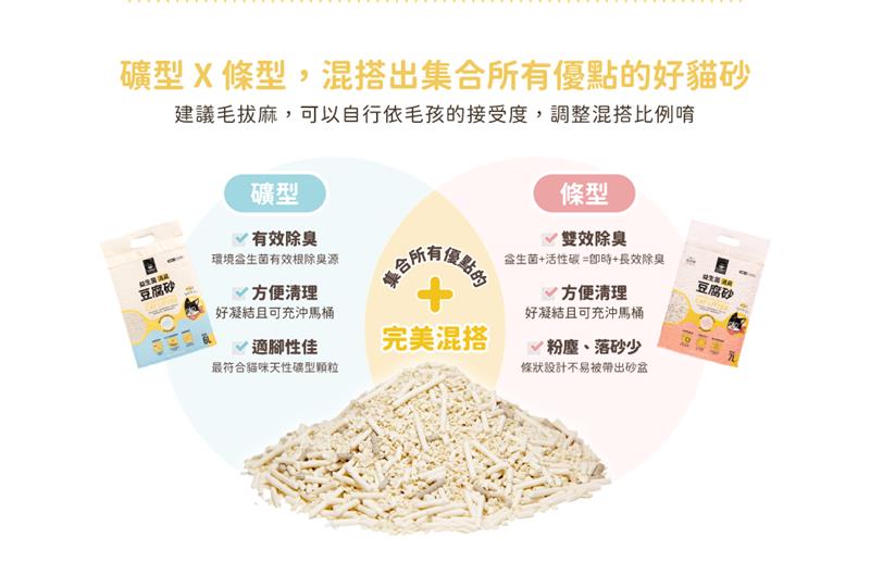 忠愛動物醫院,汪喵星球 豆腐砂 益生菌消臭豆腐砂 礦型6L 條型7L