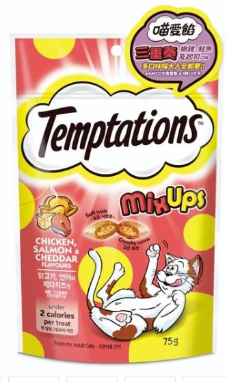 忠愛動物醫院,TEMPTATIONS 喵愛餡 三重奏 嫩雞+鮭魚+起司 75g