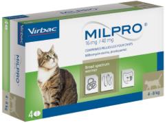 維克貓用免操心4~8KG 心絲蟲、絛蟲、蛔蟲、鉤蟲、鞭蟲一次解決 MILPRO®,忠愛動物醫院