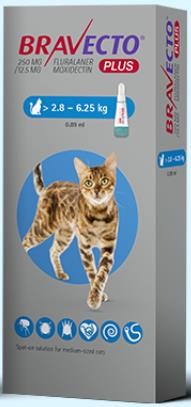 一錠除PLUS-全效貓用滴劑2.8~6.25KG 除 跳蚤 壁蝨 心絲蟲 體內外驅蟲 12週用一次,忠愛動物醫院